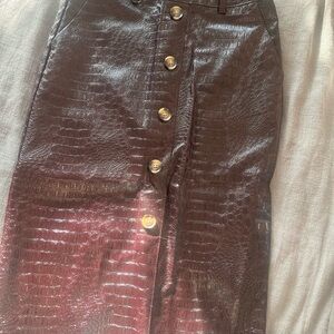 Rachel Comey Dark Brown Croc-Embossed Pencil Skirt